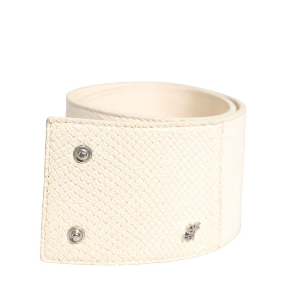 GF Ferre Off White Waxed Cotton Wide Fashion Waistband Women's Belt